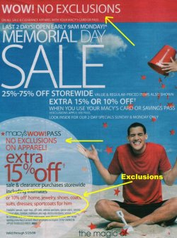 » Macy’s Memorial Day Sale — “No Exclusions”?