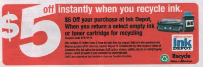 Office Depot $5 Ink Cartridge offer(T)