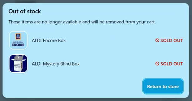 Aldi sold out message
