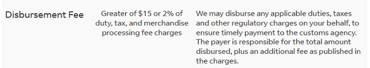 FedEx disbursement fee