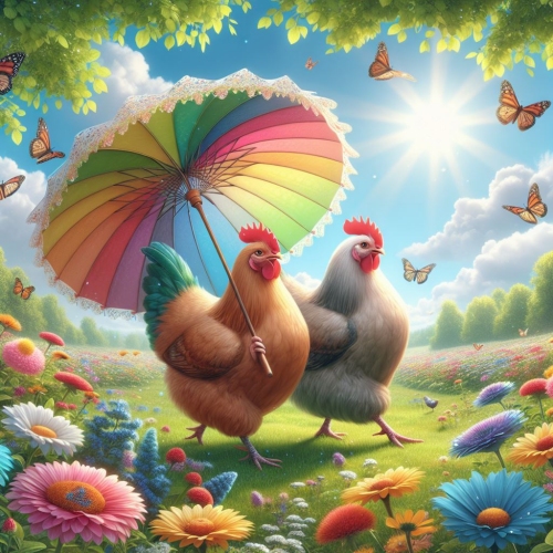 Hens strolling along