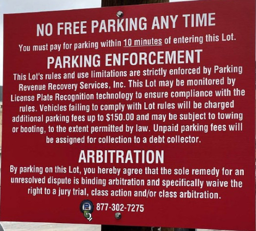 Parking-arbitration sign